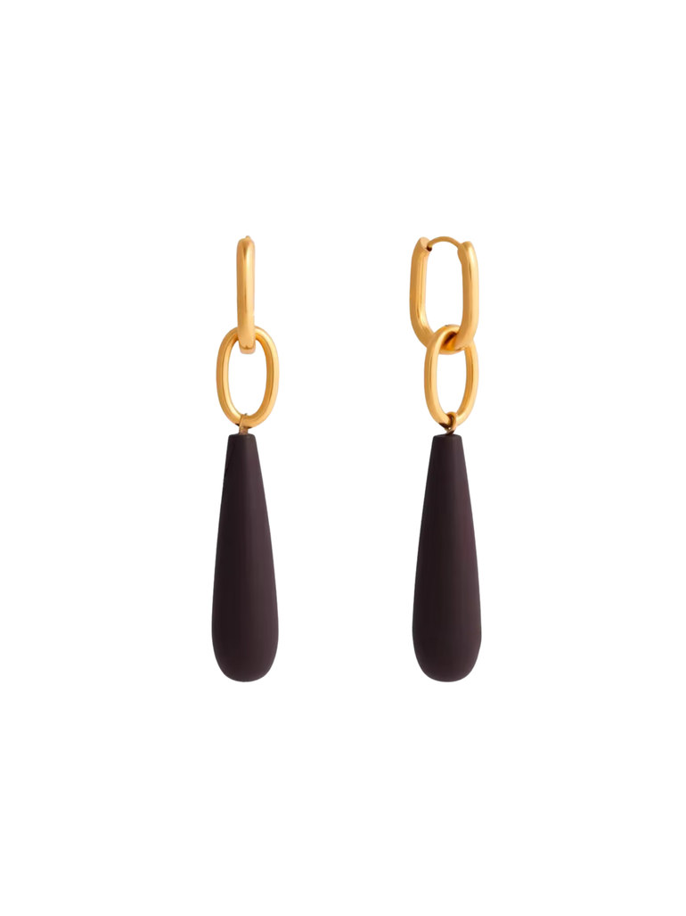 Par Arracada Rectangular Con Gota Madera 2 en 1