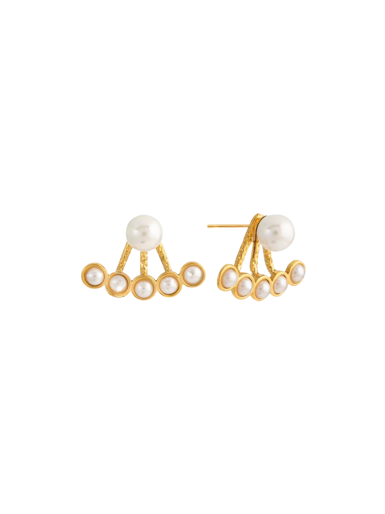 Par Arete Perla Forma Abanico 2 en 1