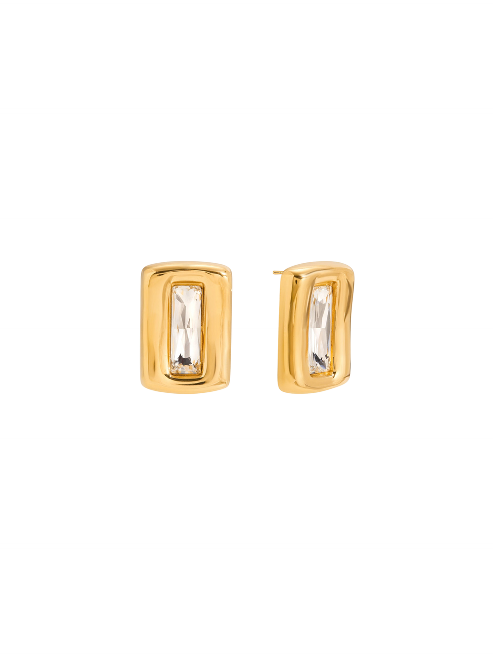 Par Arete Rectangular Chunky Con Zirconia