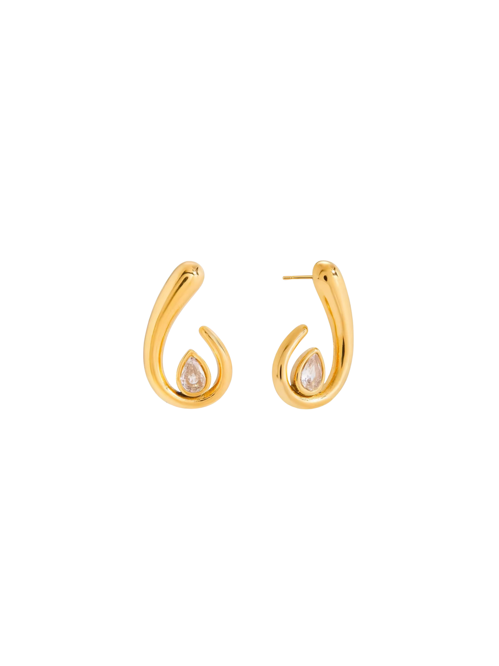 Par Arete Gota Forma Espiral Con Zirconia