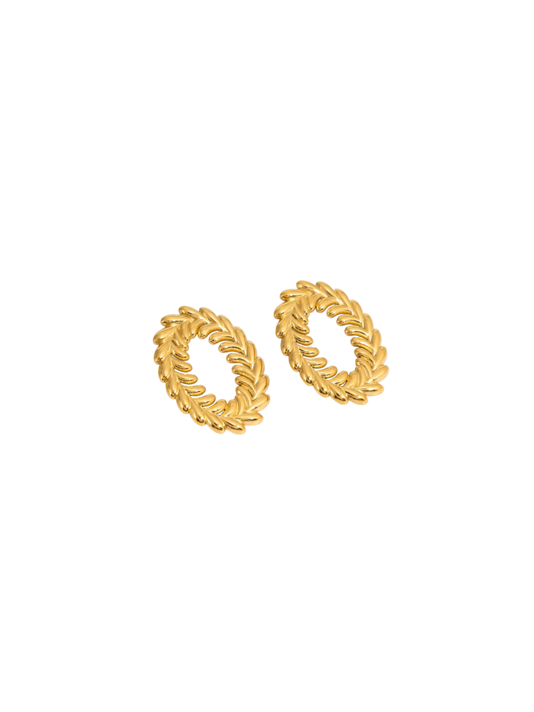 Par Arete Contorno Hojas