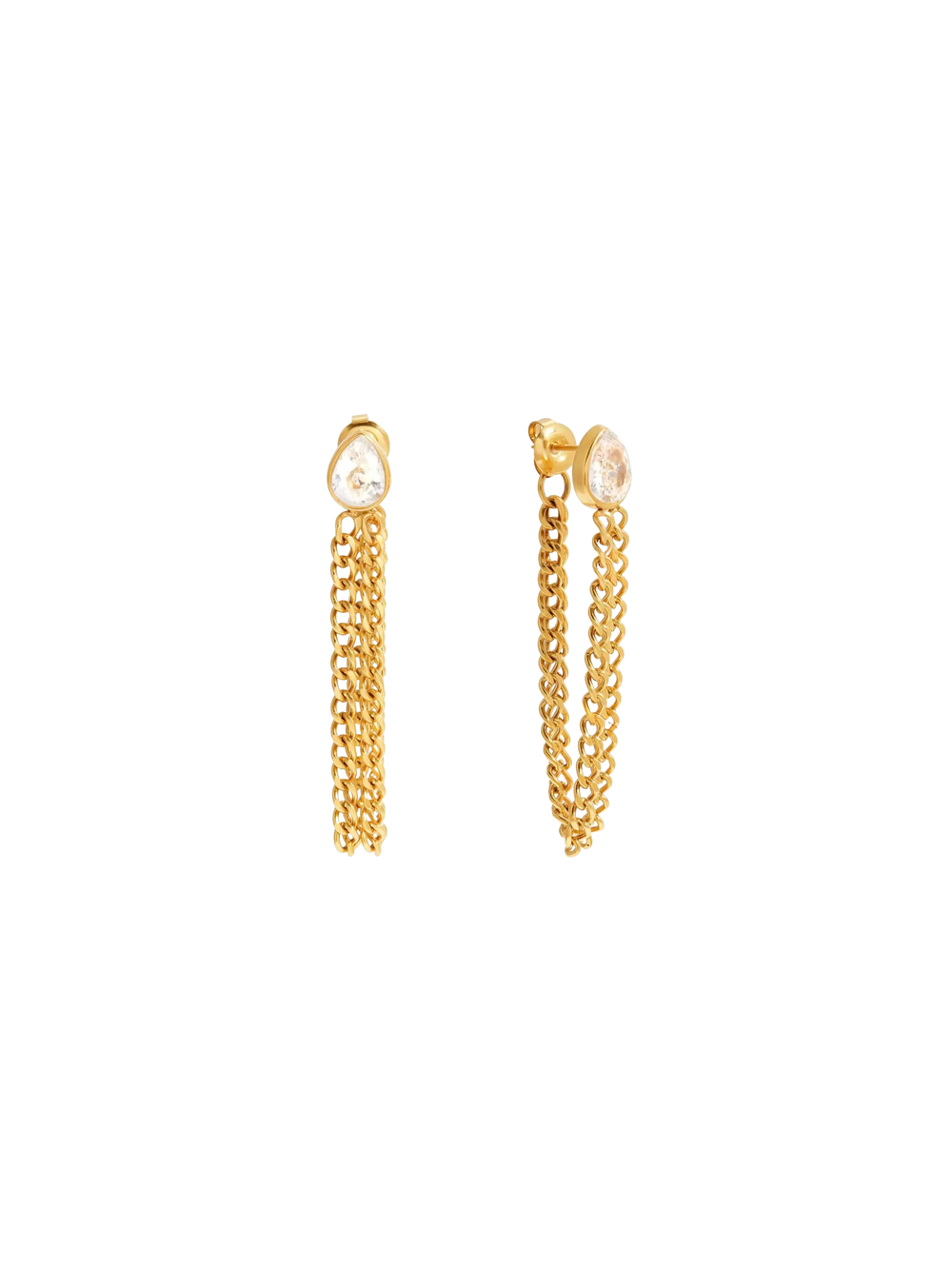 Par Arete Gota Zirconia Con Cadena