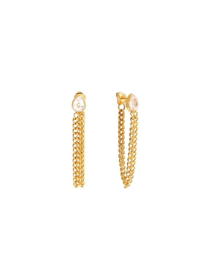 Par Arete Gota Zirconia Con Cadena