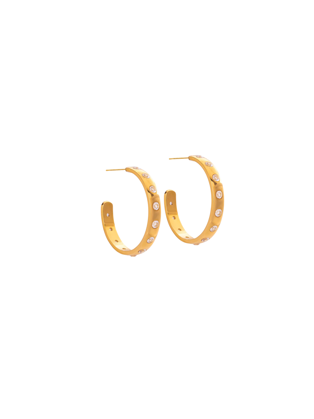 Par Semi Arracada Lisa Con Zirconia