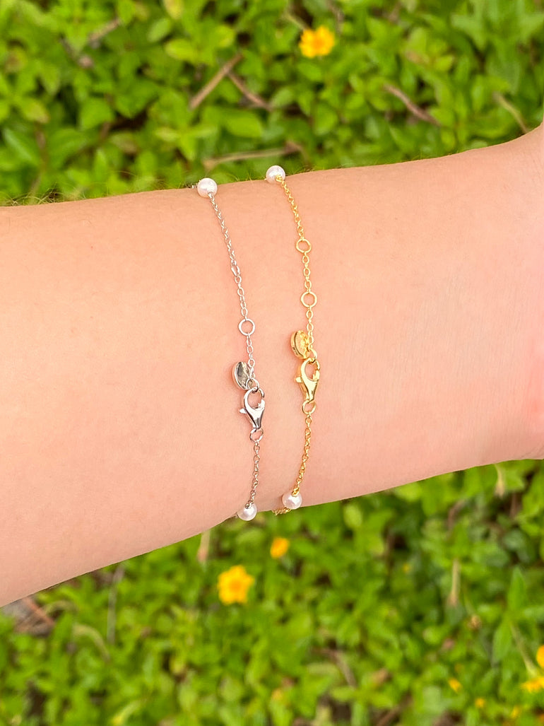 Pulsera Treboles Y Perlas