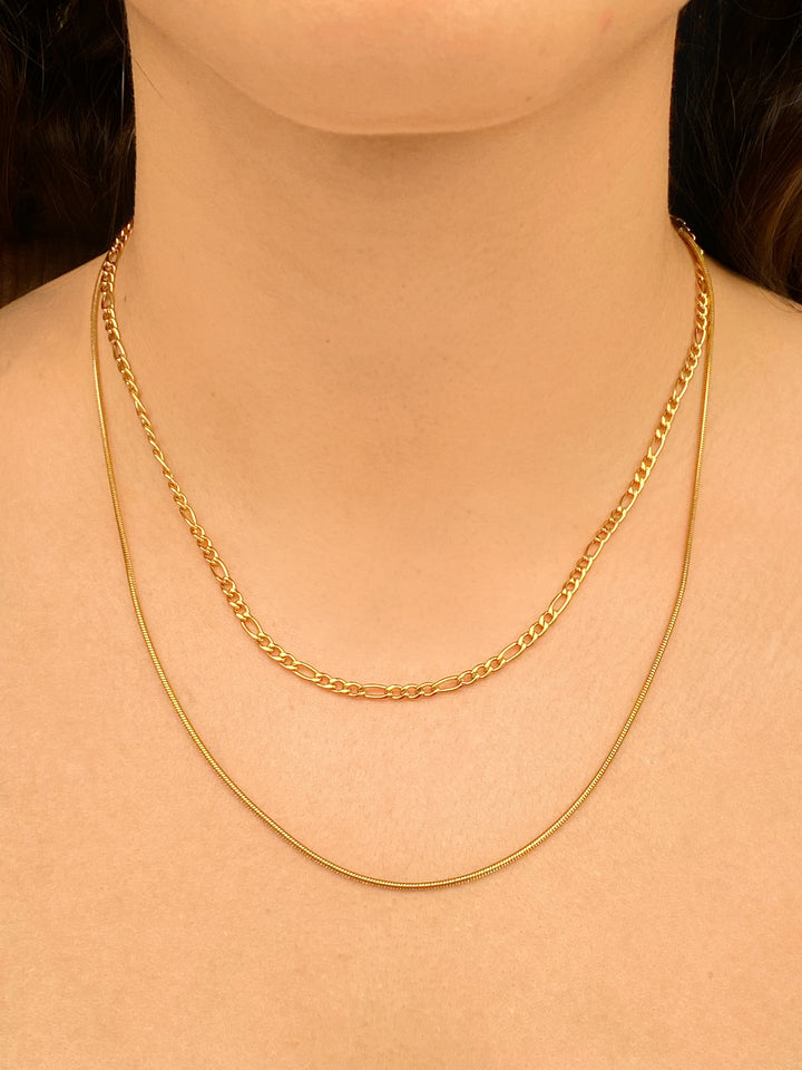 Collar Doble Cadena Figaro y Delgada