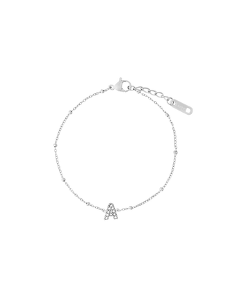 Pulsera Plateada Bolitas Inicial Con Zirconias