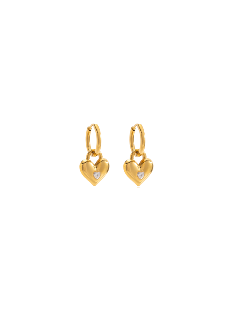 Par Arracada Corazon Con Zirconia 2 en 1
