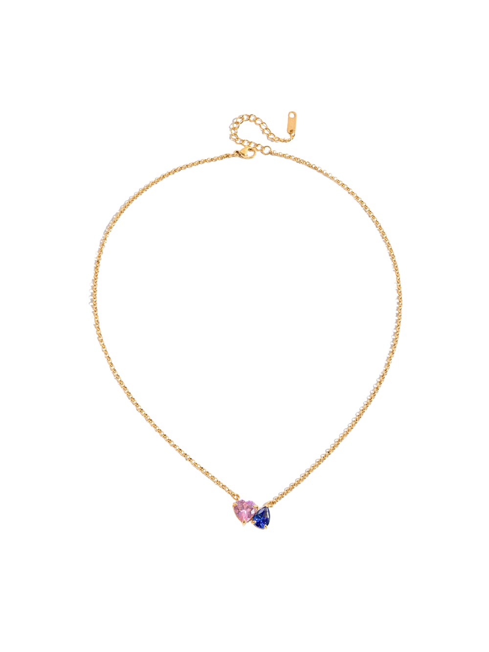 Collar Con Corazon Rosa y Gota Azul