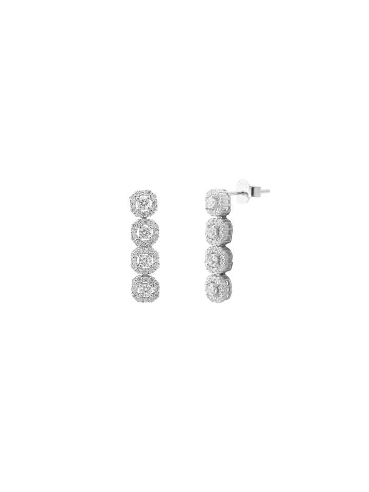 Par Arete Tira Cuatro Mini Cuadrados Zirconias