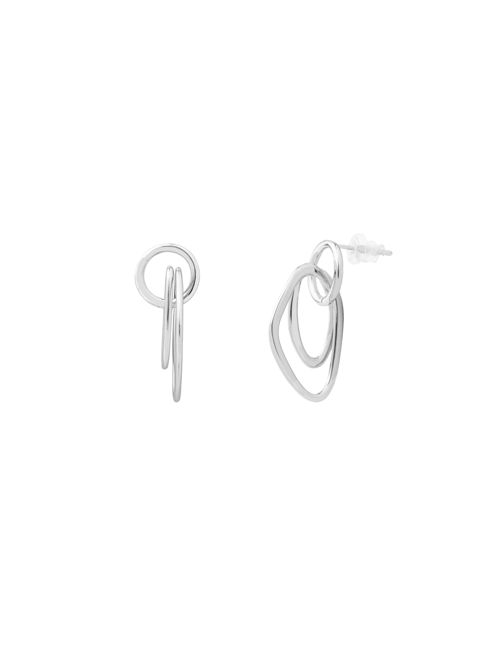 Par Arete Circulo Doble Ovalo Entrelazado