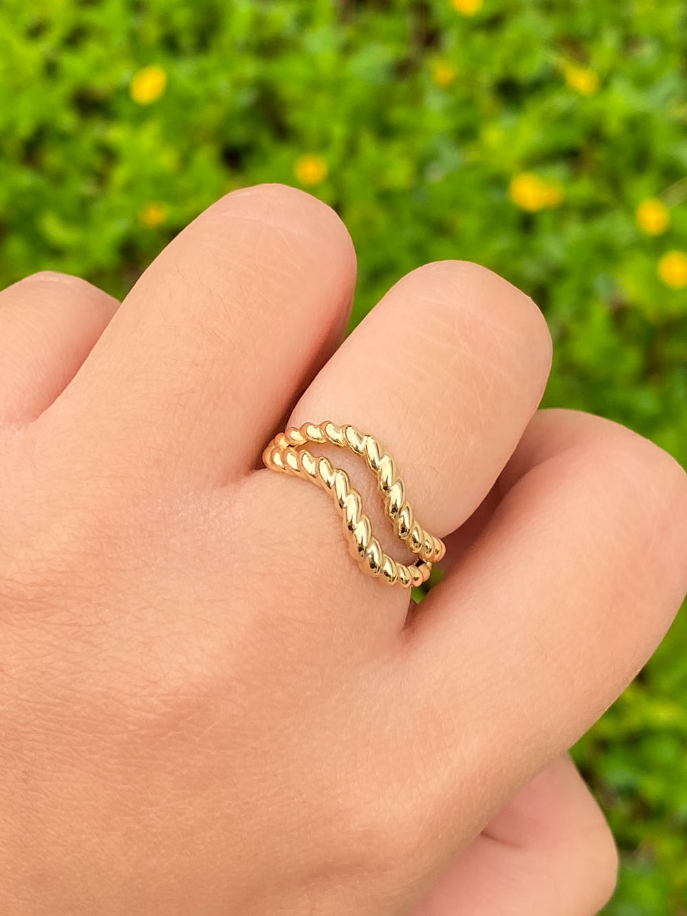 Anillo Doble Torcido Oro 14k