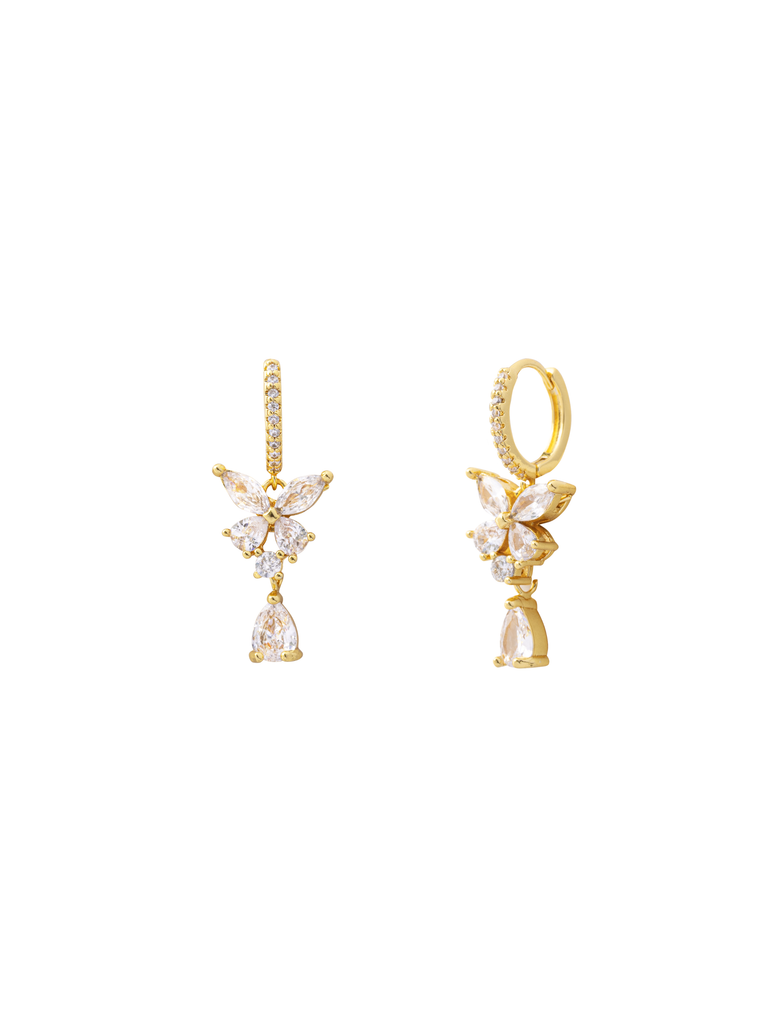 Par Arracada Con Mariposa Y Gota Zirconias