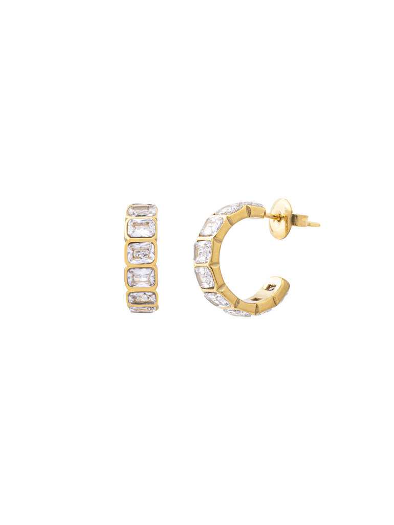 Par Semi Arracada Con Zirconias Baguettes