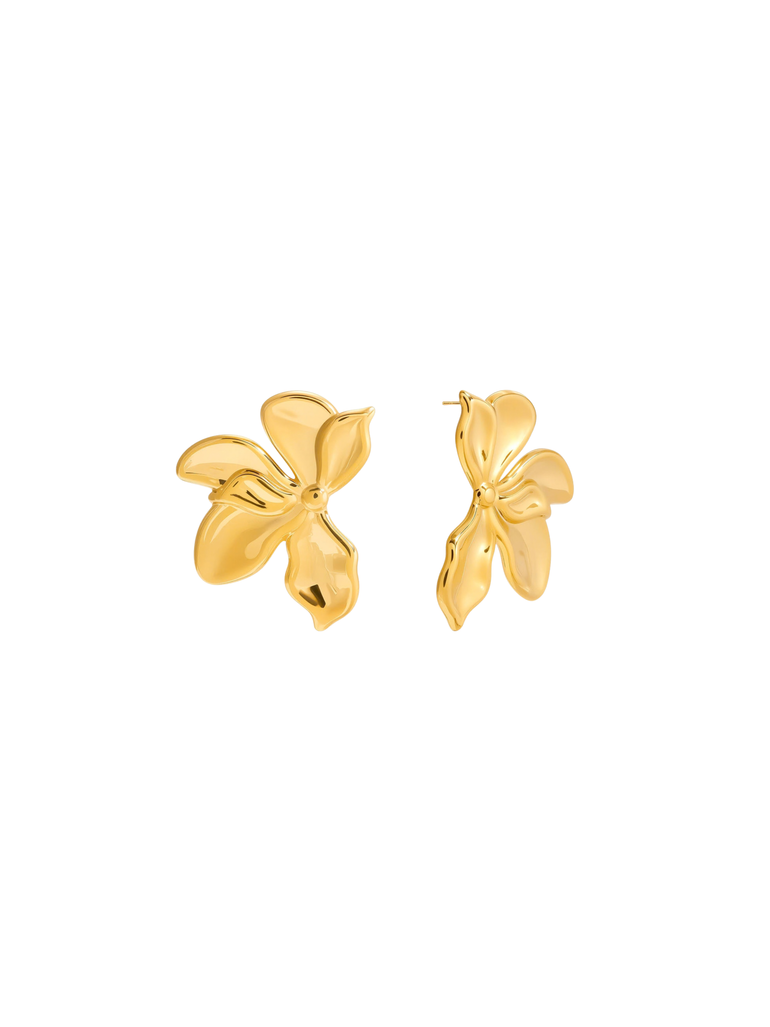 Par Arete Flor Pétalos Ondulados