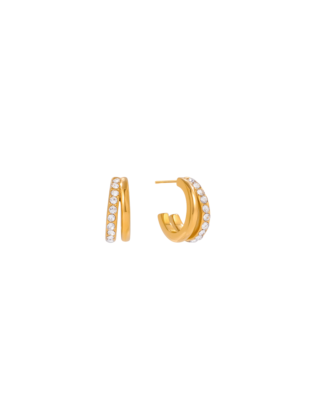 Par Semi Arracada Doble Linea Con Zirconias