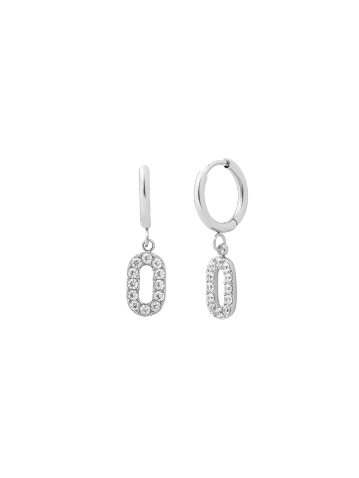 Par Arracada Con Ovalo Zirconias Colgante