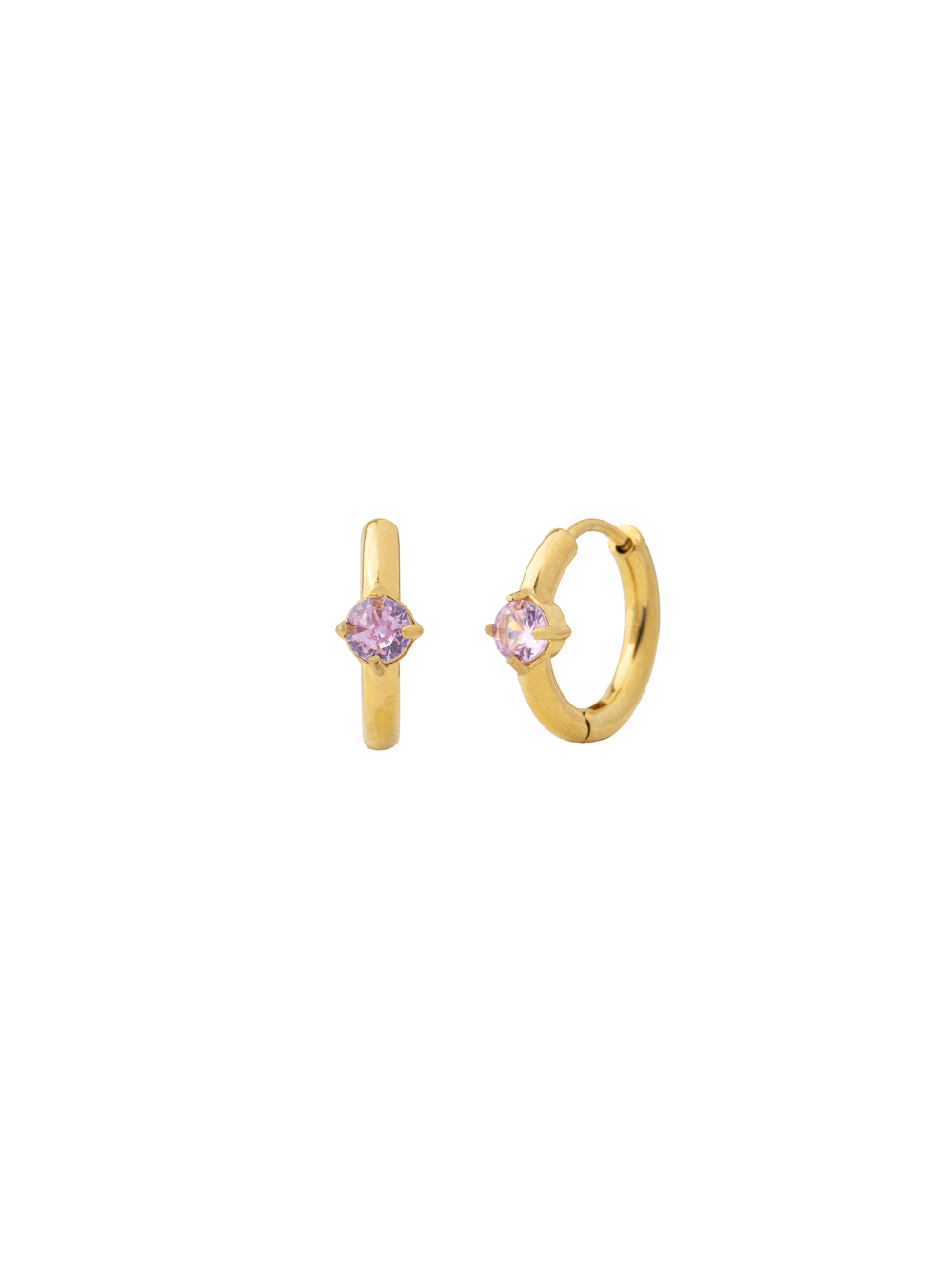 Par Arracada Con Zirconia Central Rosa