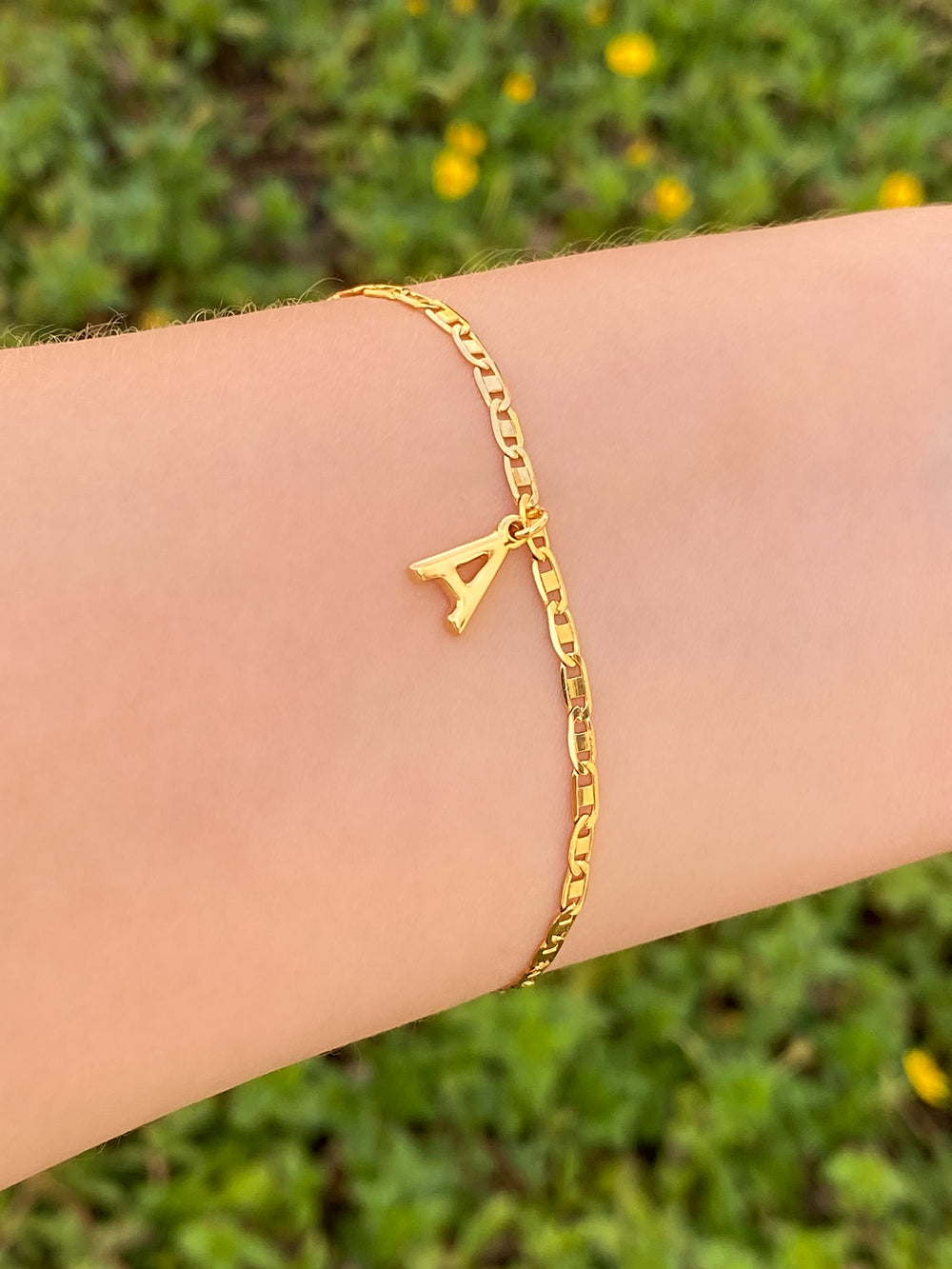 Pulsera Eslabon Planchado 3 mm Con Inicial