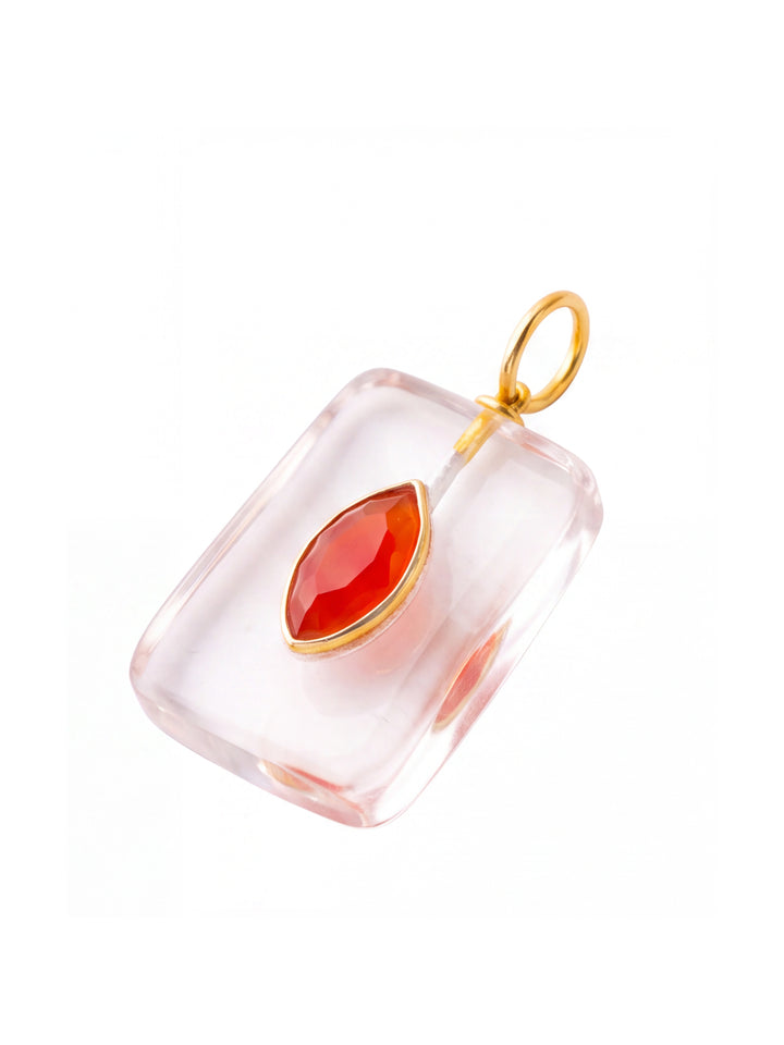 Dije Rectangular Piedra Cuarzo Cristal
