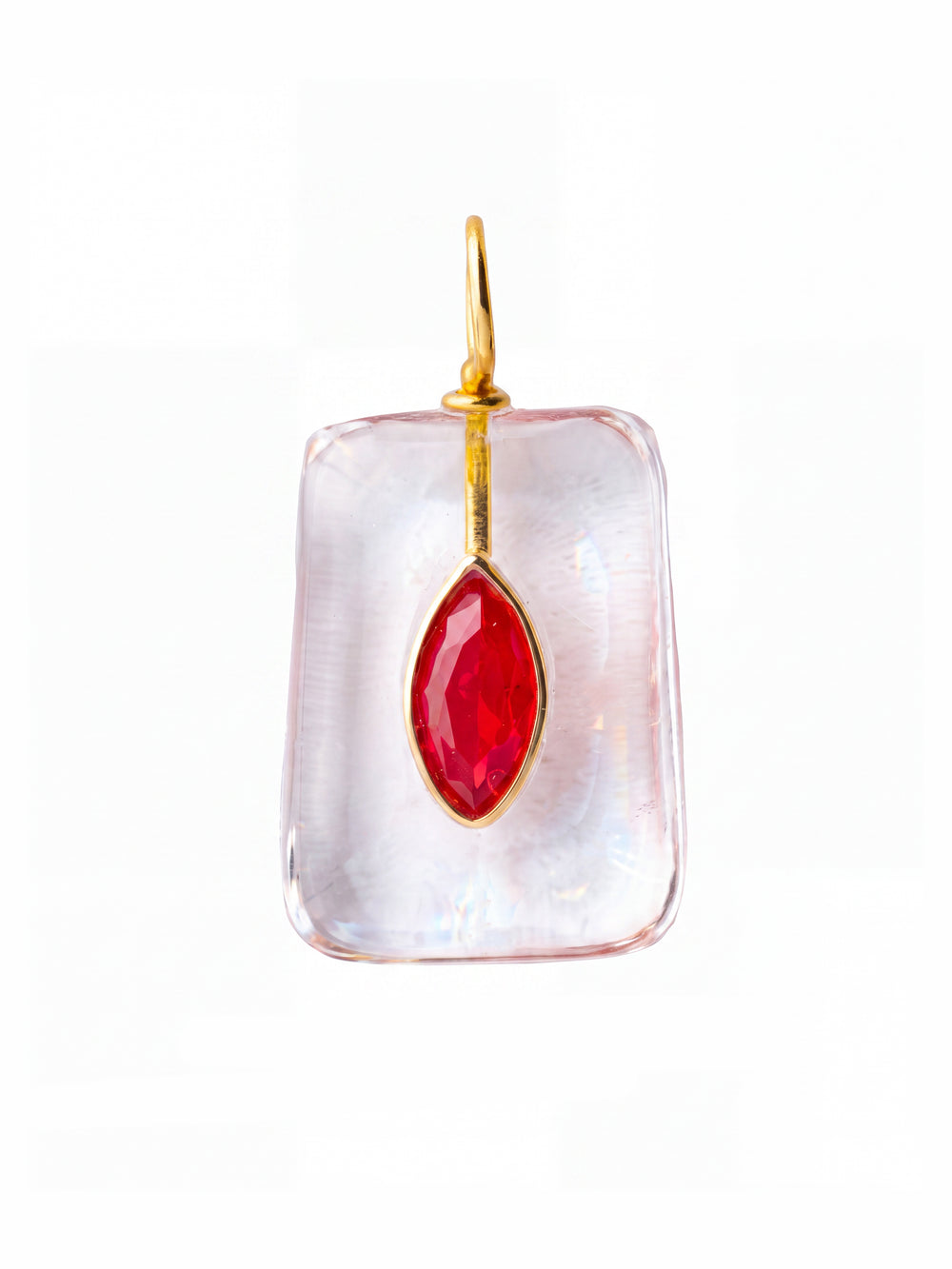 Dije Rectangular Piedra Cuarzo Cristal