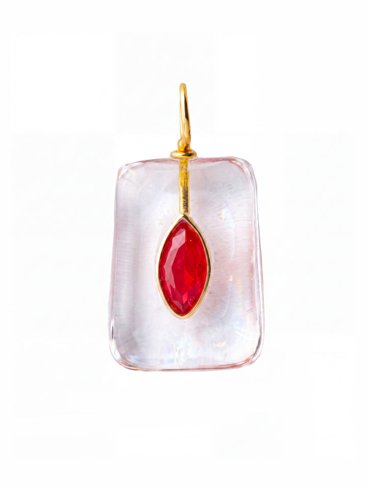 Dije Rectangular Piedra Cuarzo Cristal