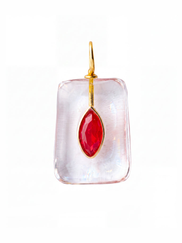 Dije Rectangular Piedra Cuarzo Cristal