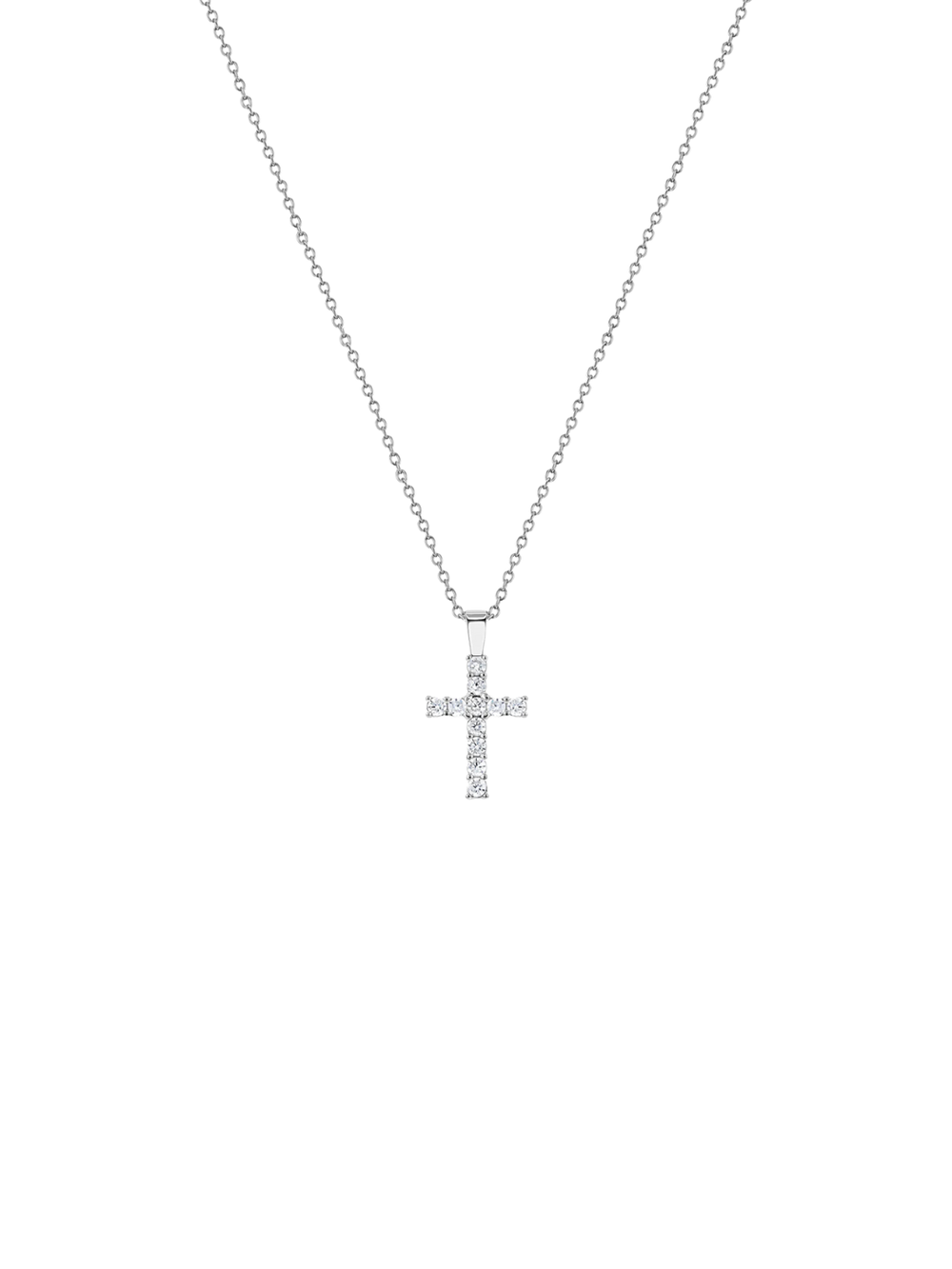 Collar Plateado Con Dije Cruz Con Zirconias