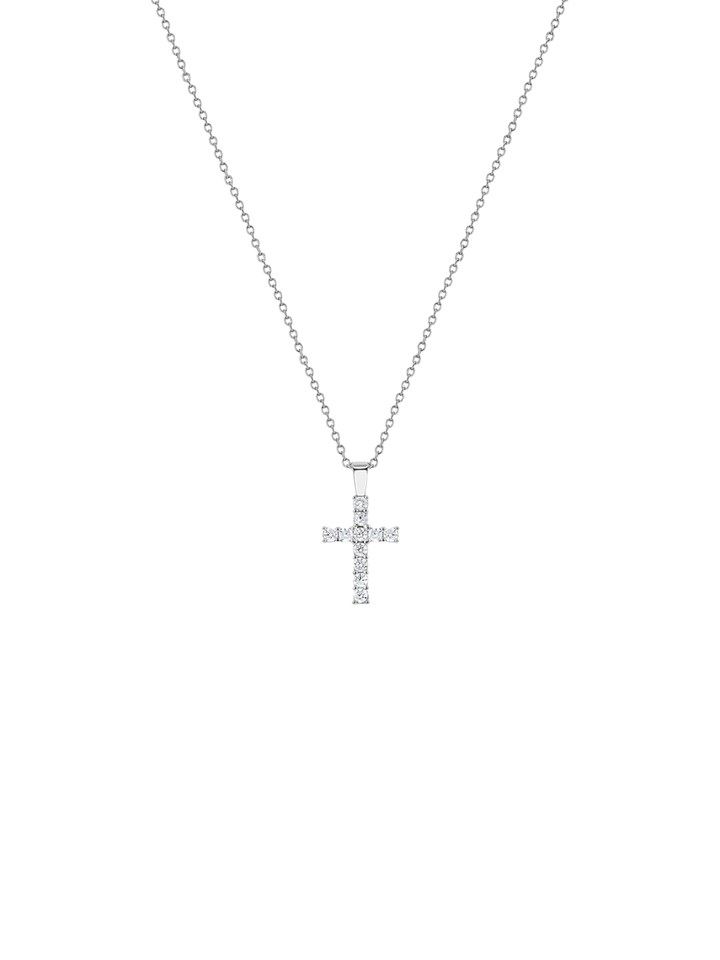 Collar Plateado Con Dije Cruz Con Zirconias