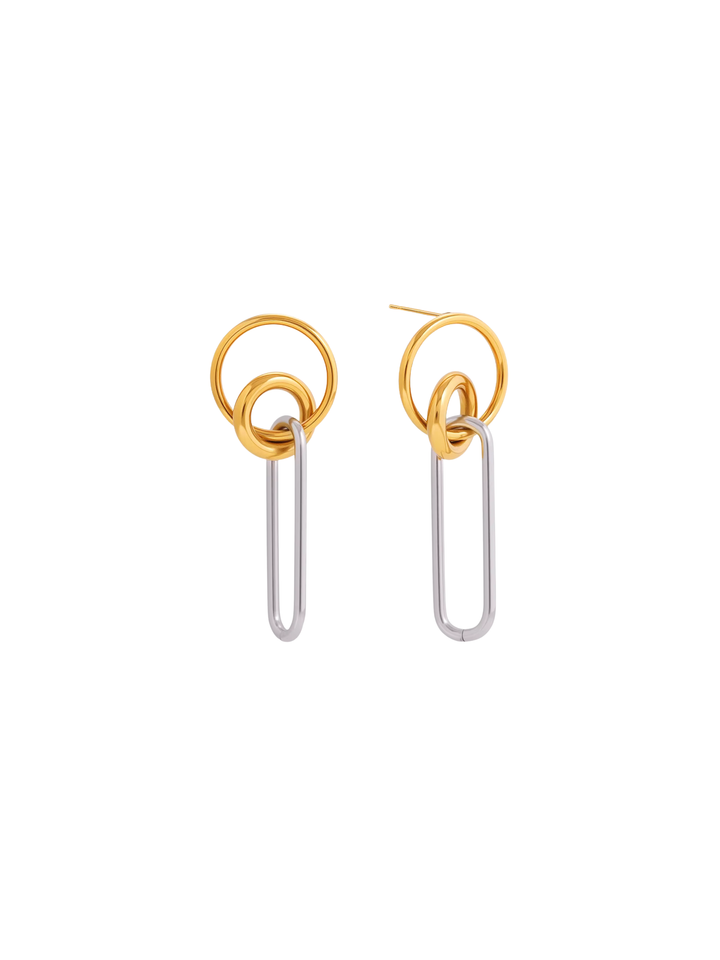 Par Aretes Aro Con Eslabon Combinado