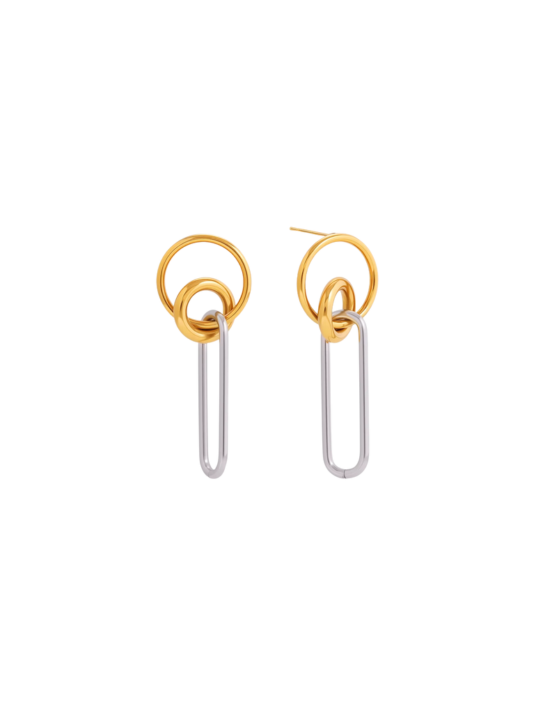 Par Aretes Aro Con Eslabon Combinado