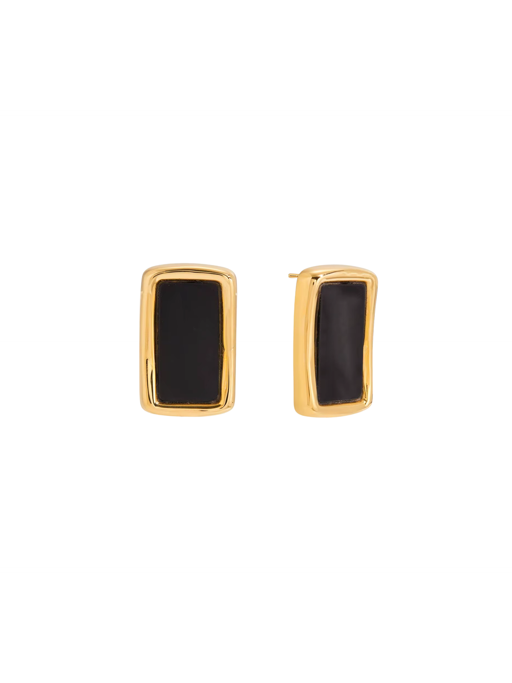 Par Arete Rectangular Chunky Centro Negro
