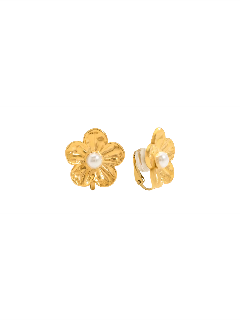 Par Arete Clip Flor Con Perla
