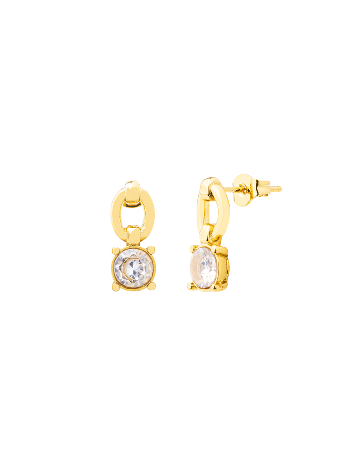 Par Arete Contorno Ovalo Con Zirconia Colgante