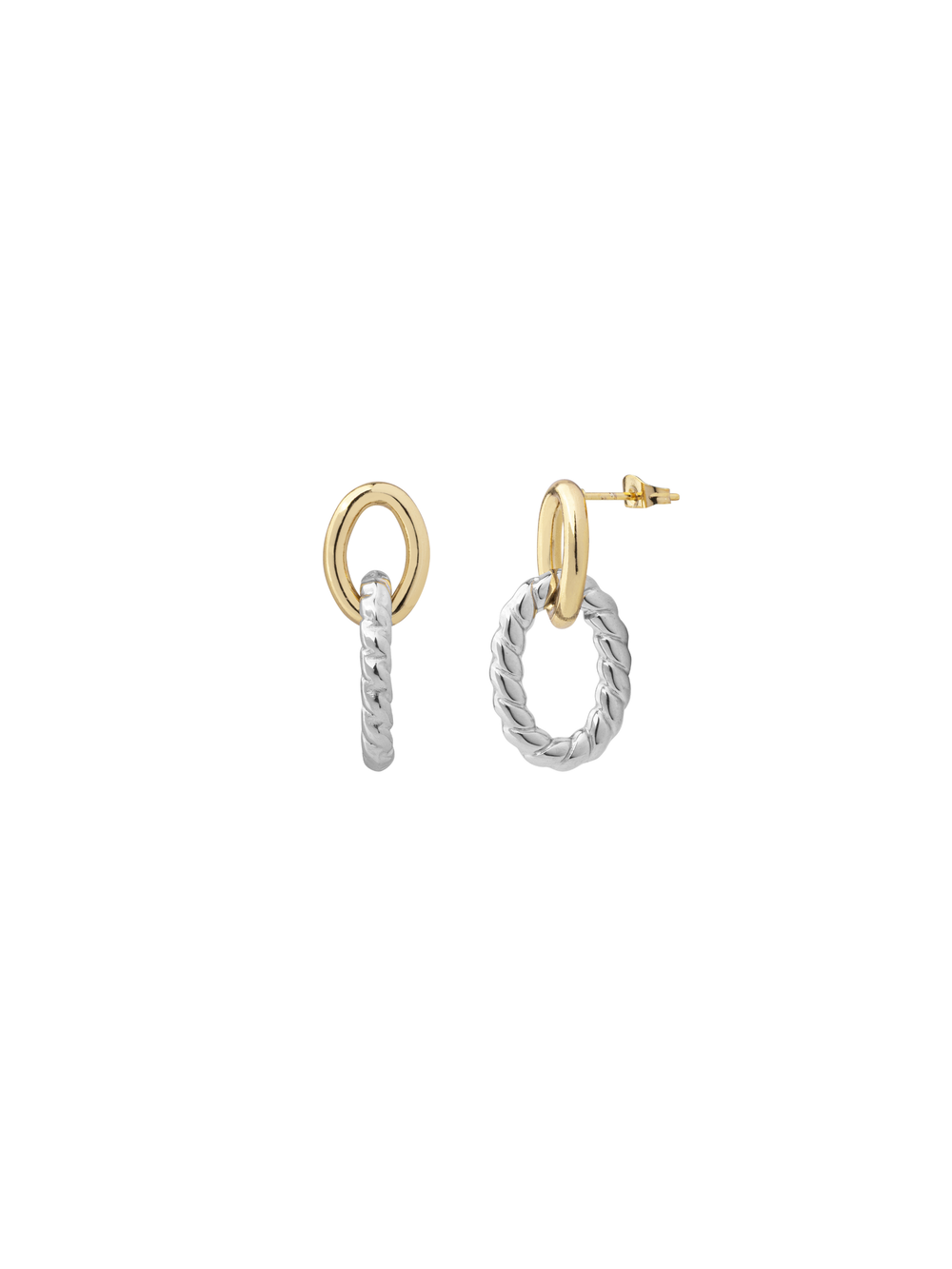 Par Arete Contorno Ovalo Con Dije Trenzado