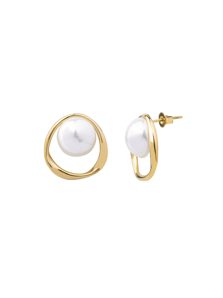 Par Arete Contorno Ovalo Con Perla