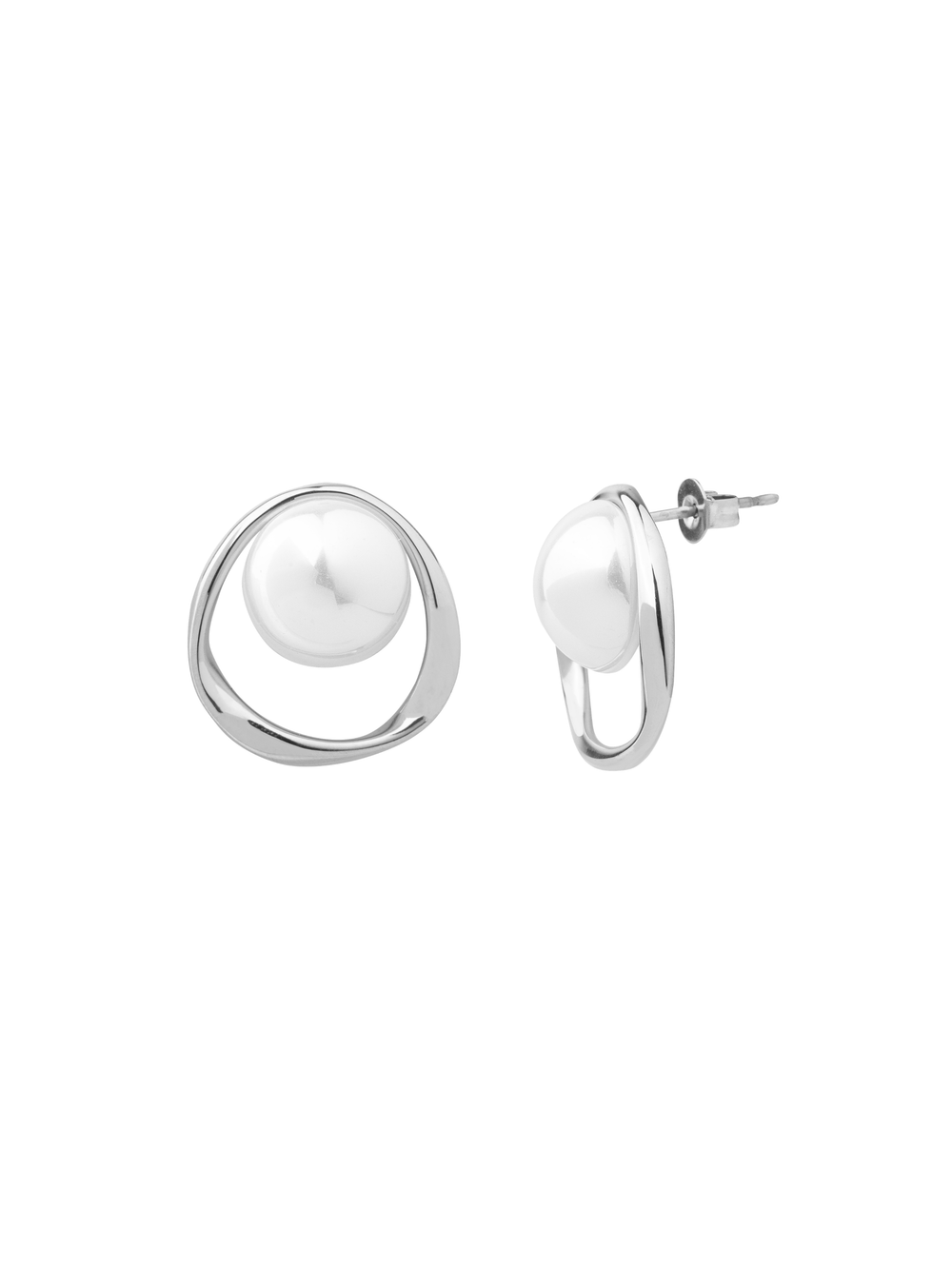 Par Arete Contorno Ovalo Con Perla