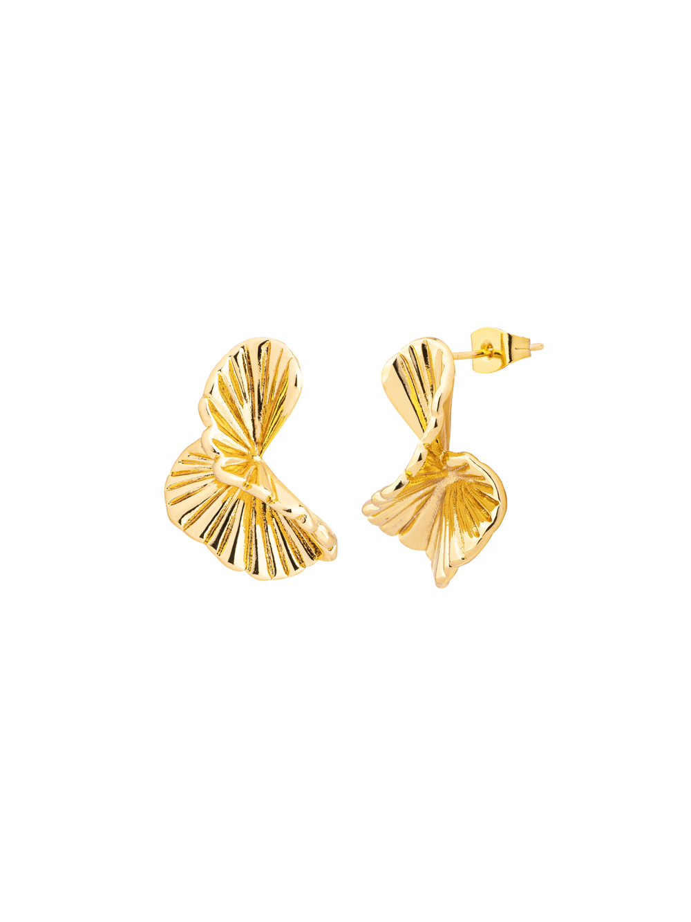 Par Arete Abierto Hoja Ondulada Con Textura