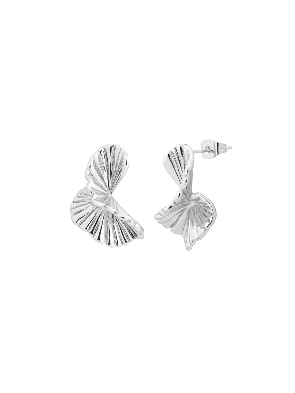 Par Arete Abierto Hoja Ondulada Con Textura