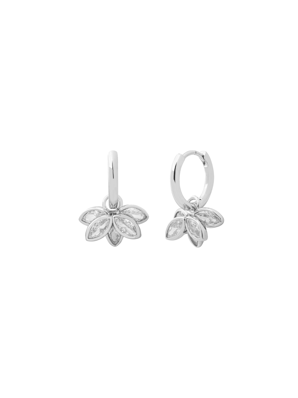 Par Arracada Con Media Flor Zirconias 2 en 1