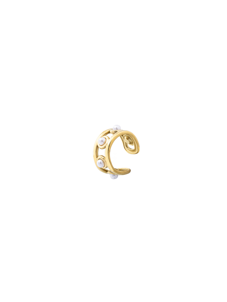 Ear Cuff Doble Linea Con Perlas