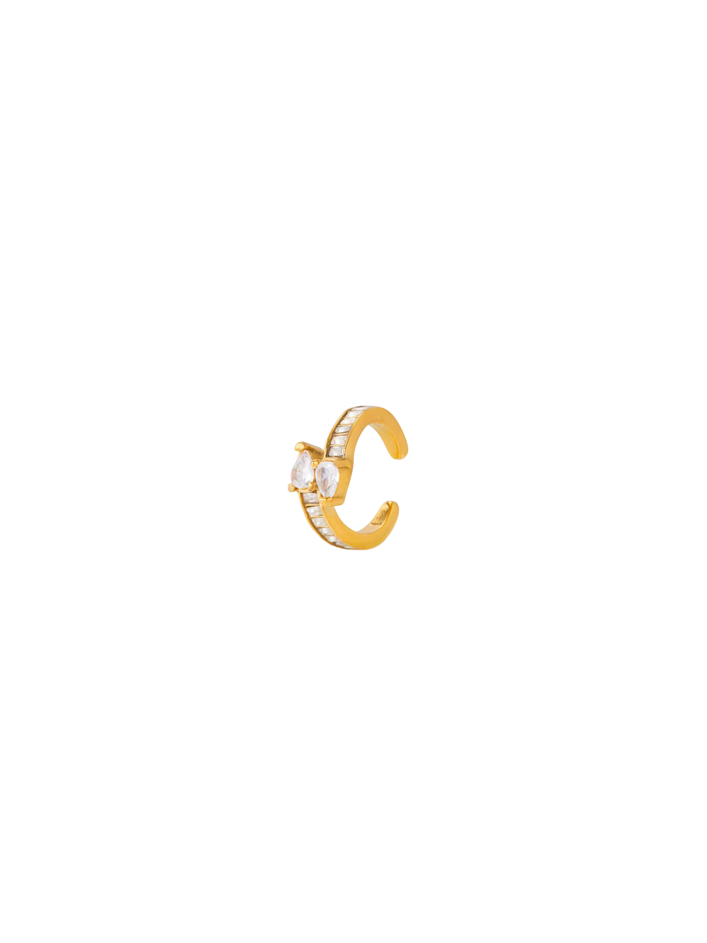 Ear Cuff Cruzado Baguette y 2 Gotas