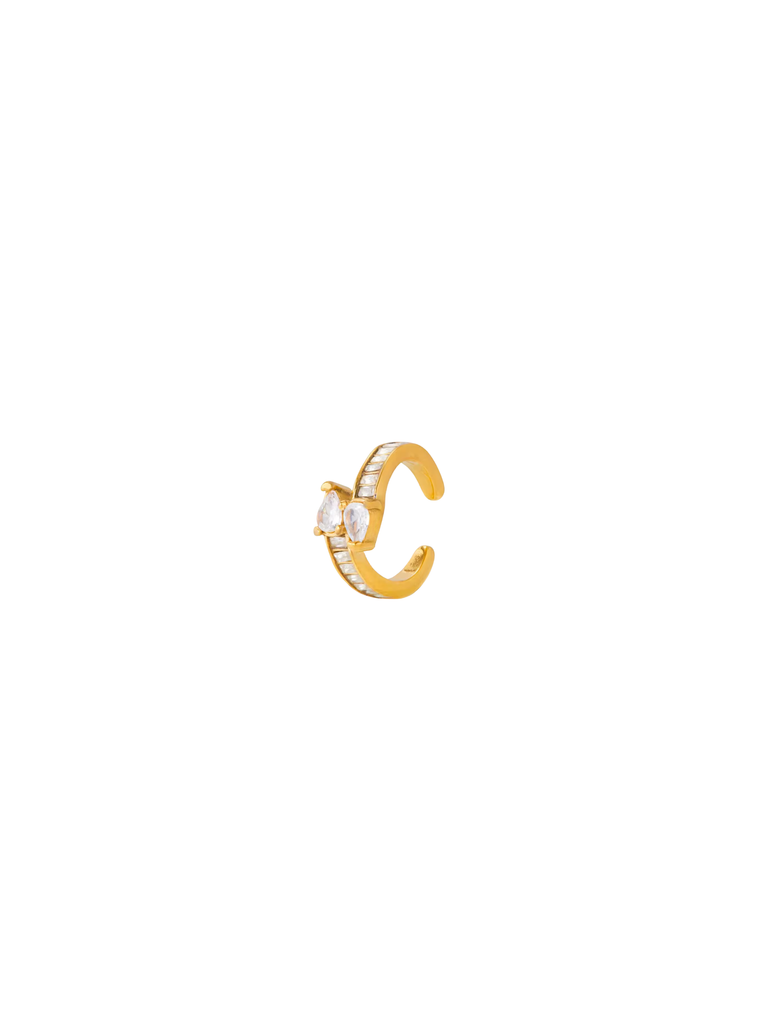 Ear Cuff Cruzado Baguette y 2 Gotas