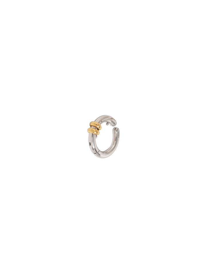 Ear Cuff Plateado Con Aros Dorados
