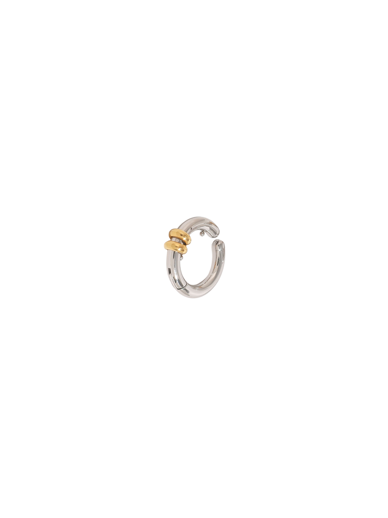 Ear Cuff Plateado Con Aros Dorados