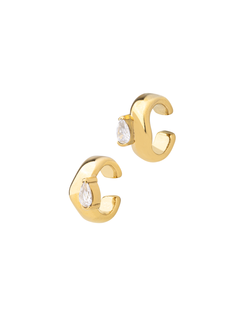 Ear Cuff Grueso Irregular Con Zirconia
