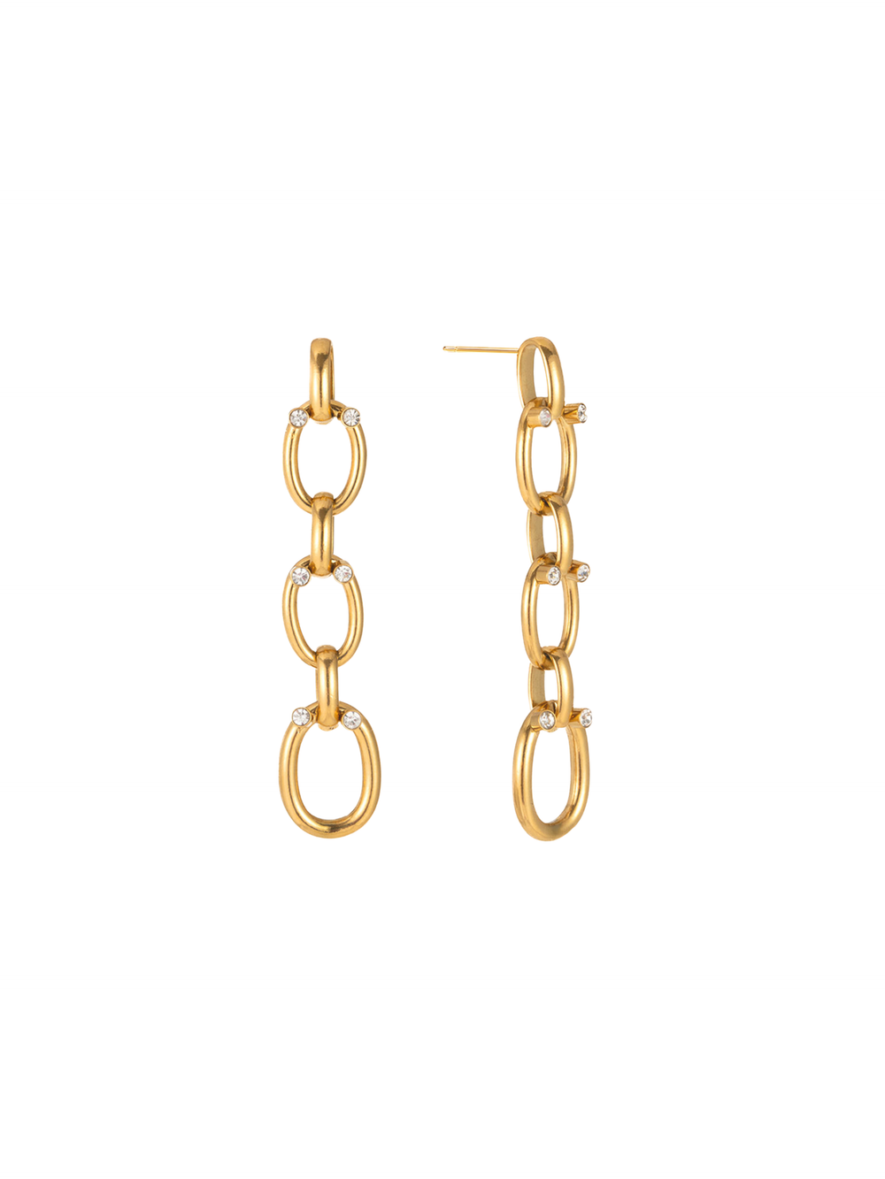 Par Arete Eslabones Ovalados Con Zirconias