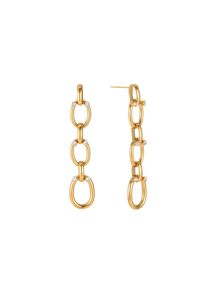 Par Arete Eslabones Ovalados Con Zirconias