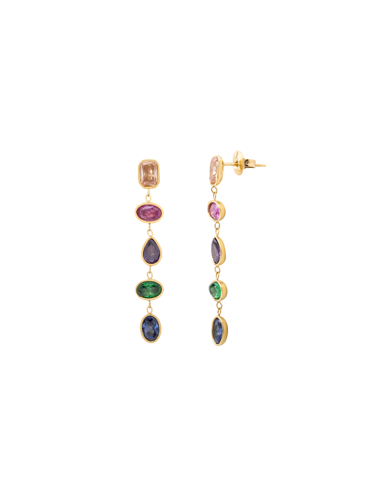 Par Arete Largos Zirconias Rainbow