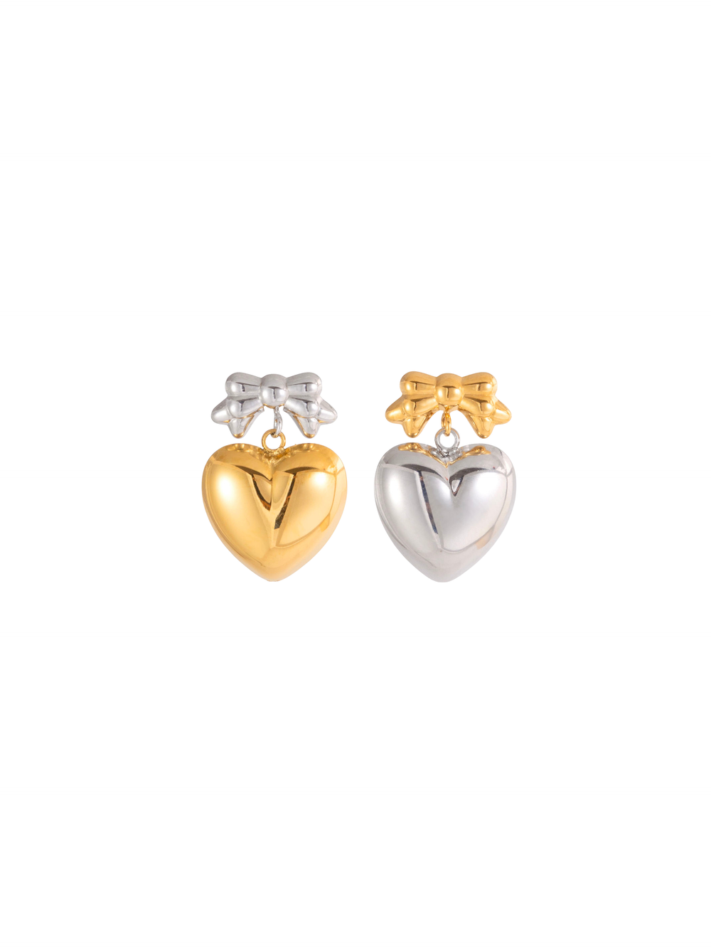 Par Arete Moño Con Corazon Combinado